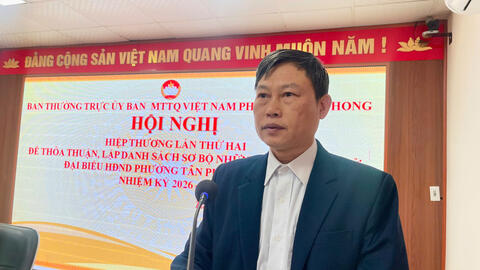 Hội nghị hiệp thương lần thứ hai để thỏa thuận, lập danh sách sơ bộ người ứng cử đại biểu Hội đồng Nhân dân phường Tân Phong khóa II, nhiệm kỳ 2026 - 2031