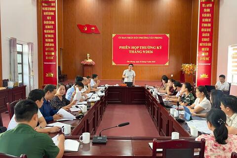 Ủy ban nhân dân phường Tân Phong tổ chức Phiên họp thường kỳ tháng 9 năm 2026
