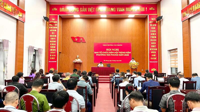 Hội nghị Ban Tổ chức “Đêm hội Trăng rằm” phường Tân Phong năm 2026